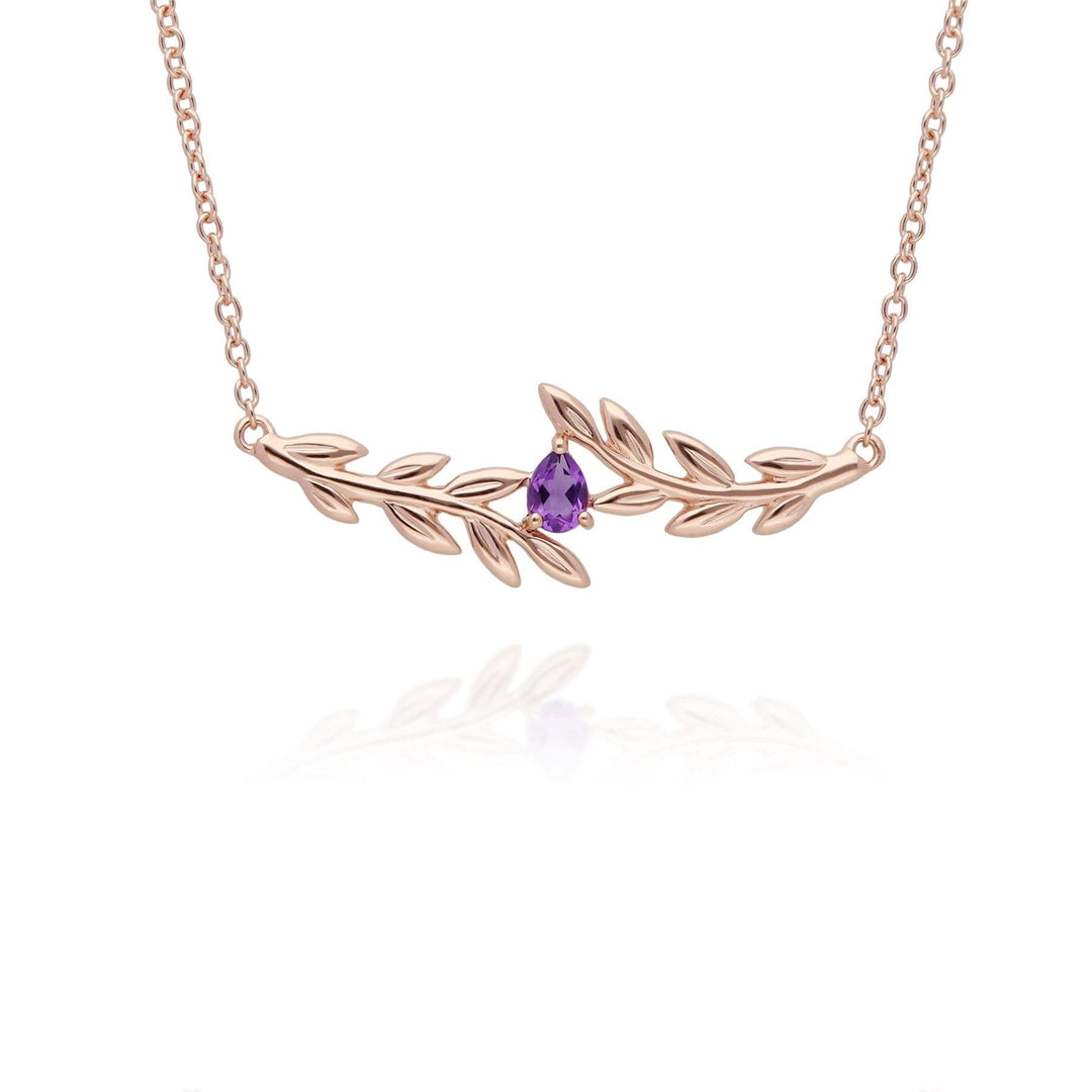 135N0364019 O Leaf Amethyst Necklace in 9ct Rose Gold 1