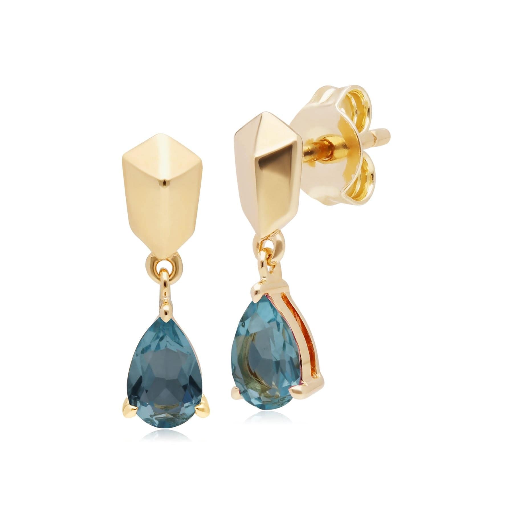 270E028503925 Micro Statement Blue Topaz Earrings in Gold Plated Silver 1
