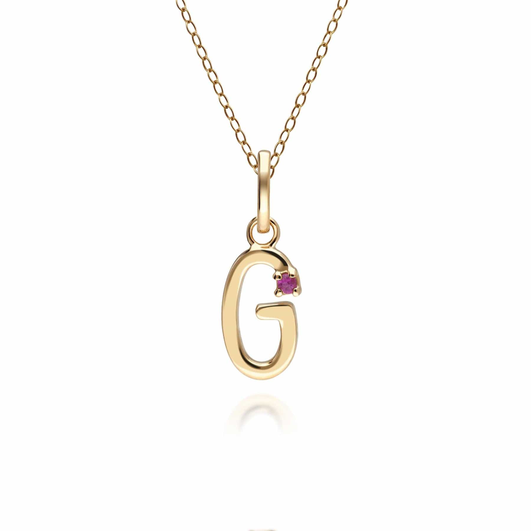135P2053029 Initial Ruby Letter Necklace In 9ct Yellow Gold 8