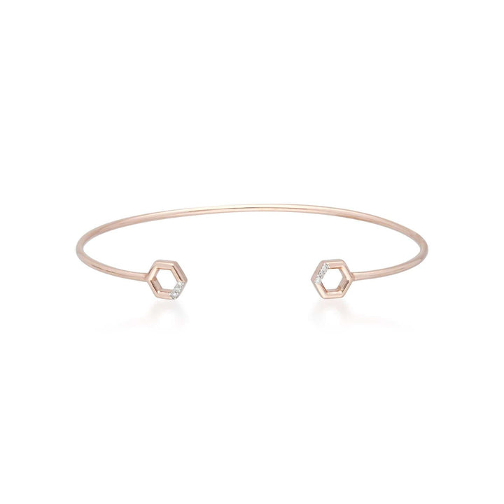 191B0046019 Diamond Pavé Hexagon Open Bangle in 9ct Rose Gold 1
