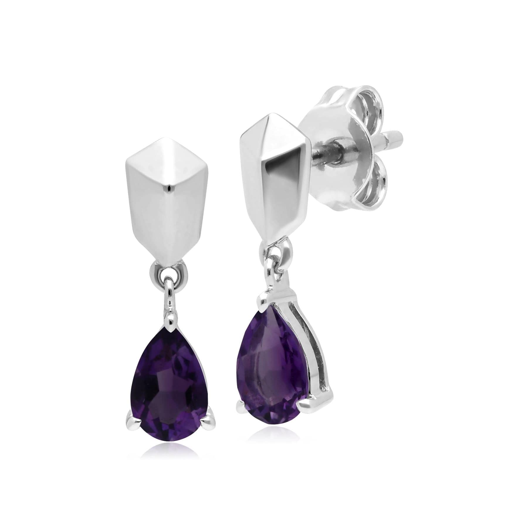 270E029901925 Micro Statement Amethyst Earrings in 925 Sterling Silver 1