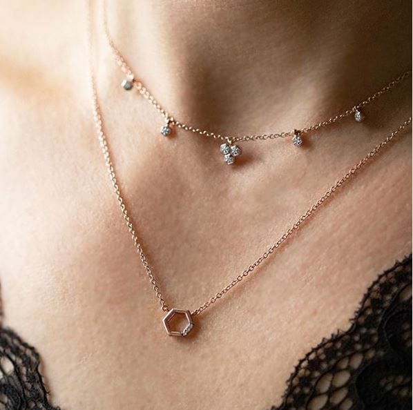 Diamond Trilogy Choker Necklace in 9ct Rose Gold 1