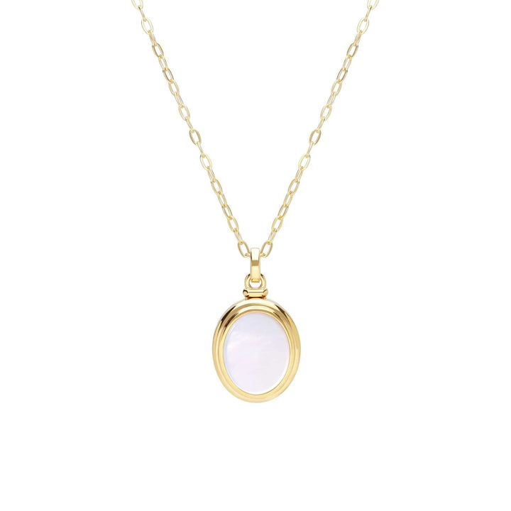 270N038301925 Bona Fide Mother of Pearl Oval Locket In Yellow Gold Plated Silver 1