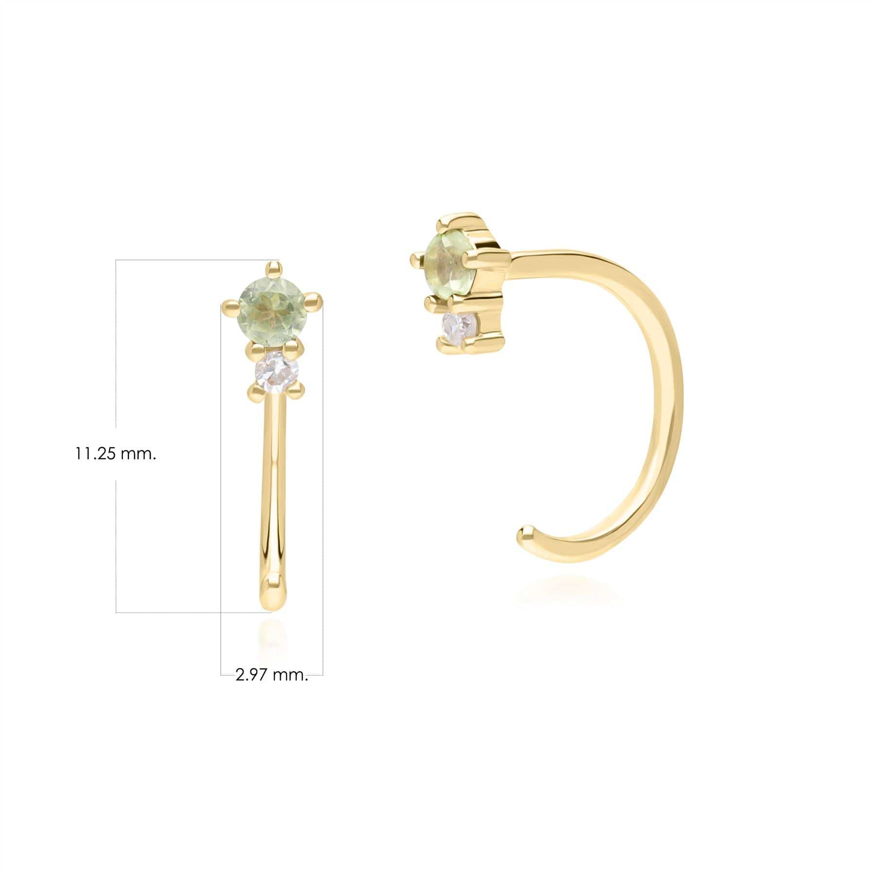 135E1823049 Modern Classic Peridot & Diamond Pull Through Hoop Earrings in 9ct Yellow Gold Dimensions