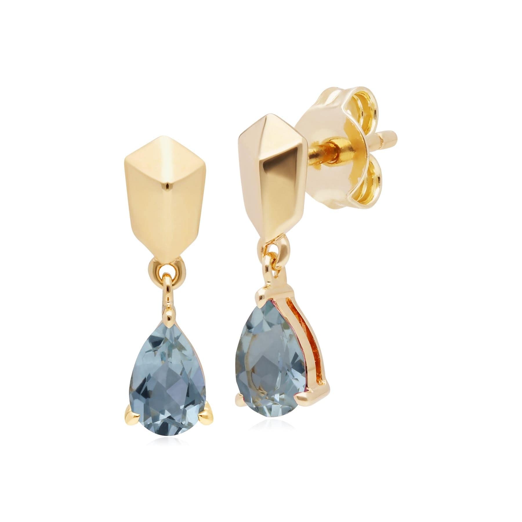 Sterling Silver Aquamarine Drop Earrings in Gold Plated