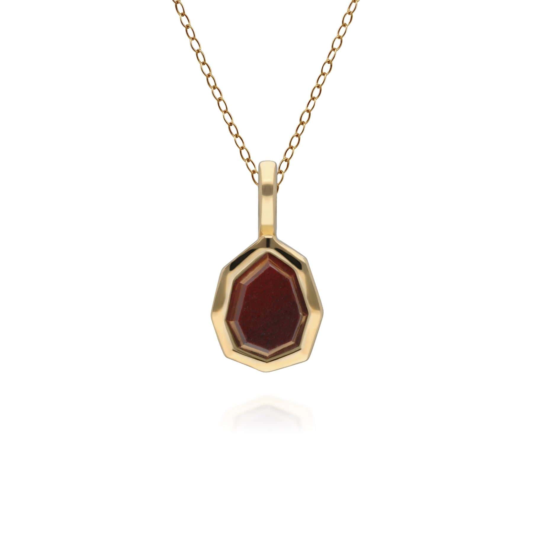 271P017604925 Irregular B Gem Red Jasper Pendant in Gold Plated Sterling Silver 1