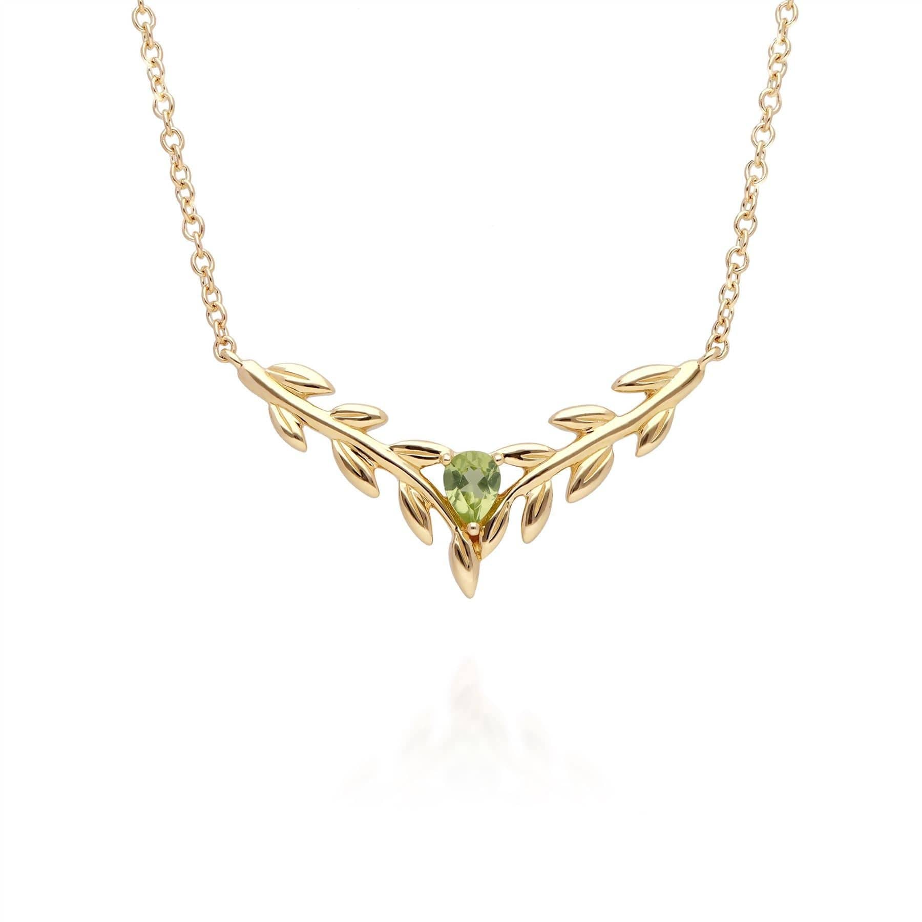 O Leaf Peridot Necklace & Ring Set in 9ct Yellow Gold - Gemondo