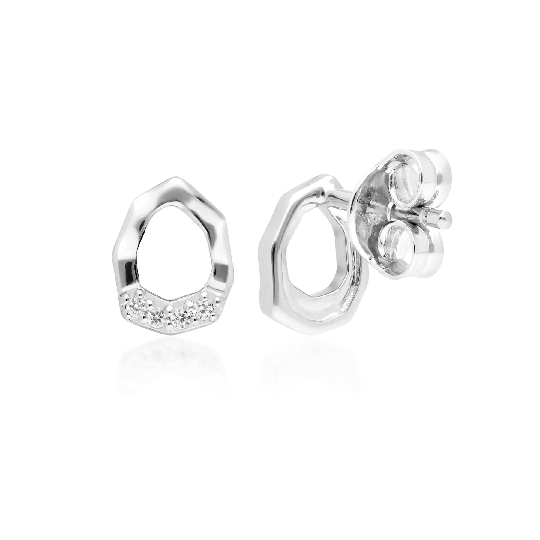 162E0269019 Diamond Pave Asymmetric Stud Earrings in 9ct White Gold 2