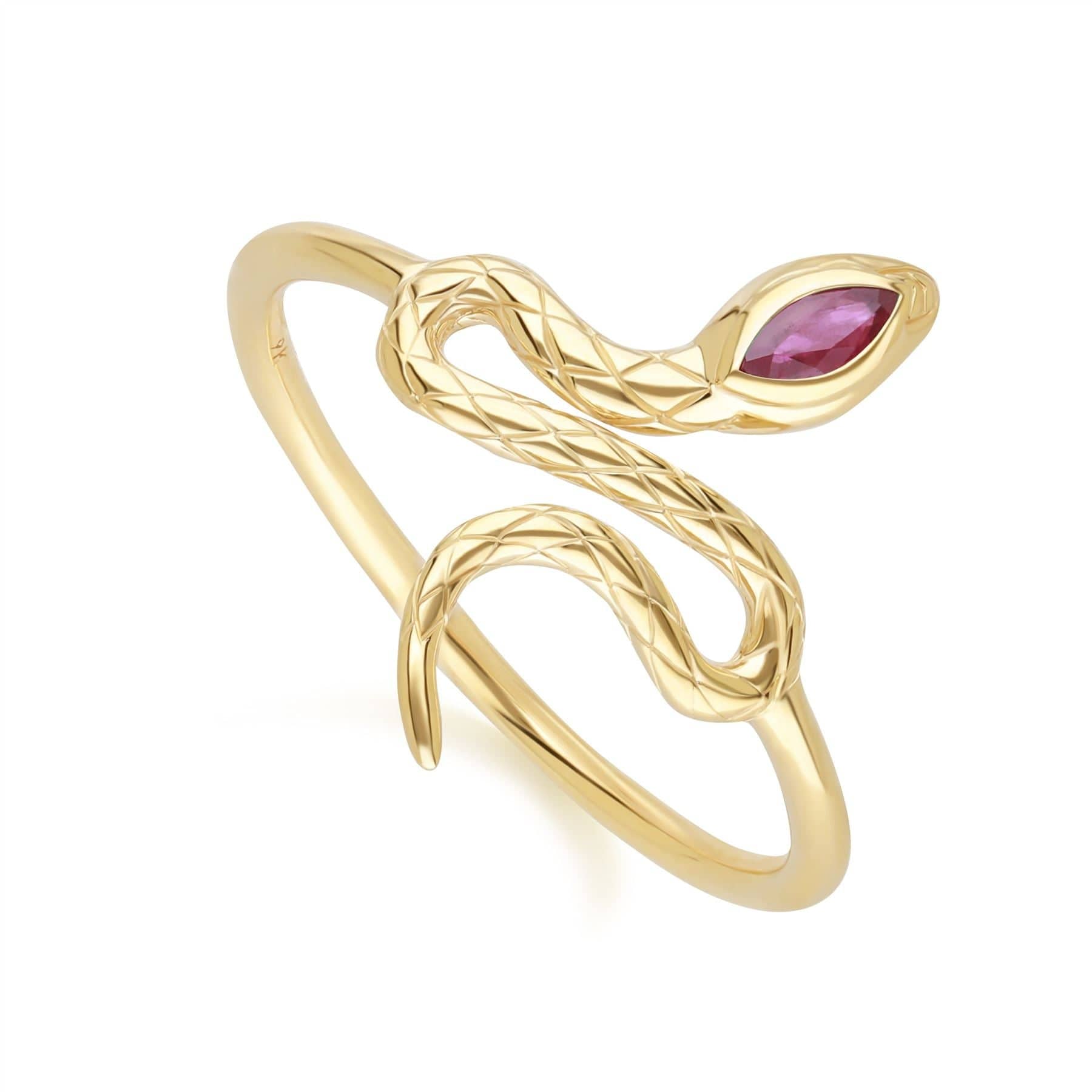 132R8457029_ ECFEW™ Ruby Winding Snake Ring in 9ct Yellow Gold Side