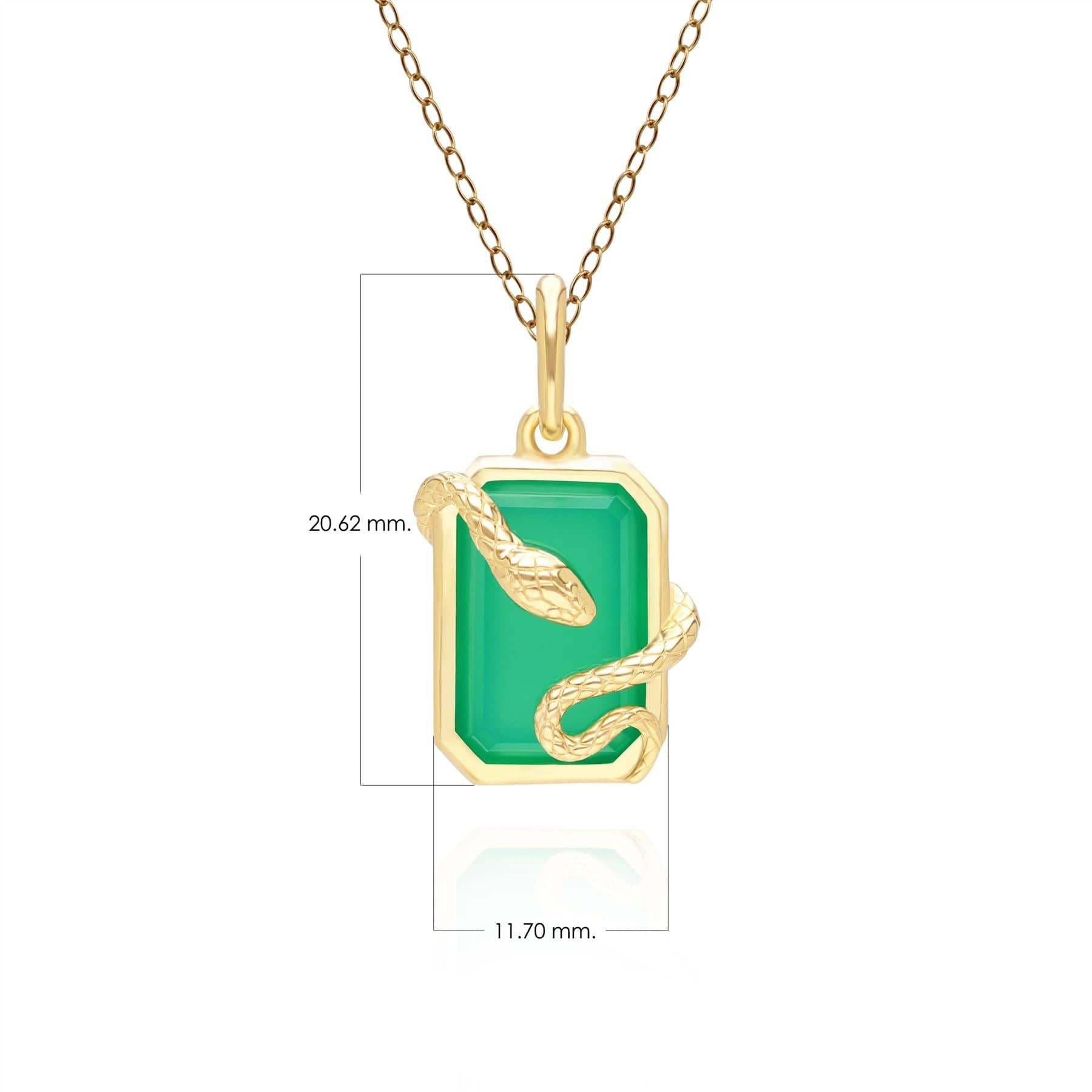 270P034901925 Grand Deco Green Chalcedony Snake Wrap Pendant in Gold Plated Sterling Silver Dimensions