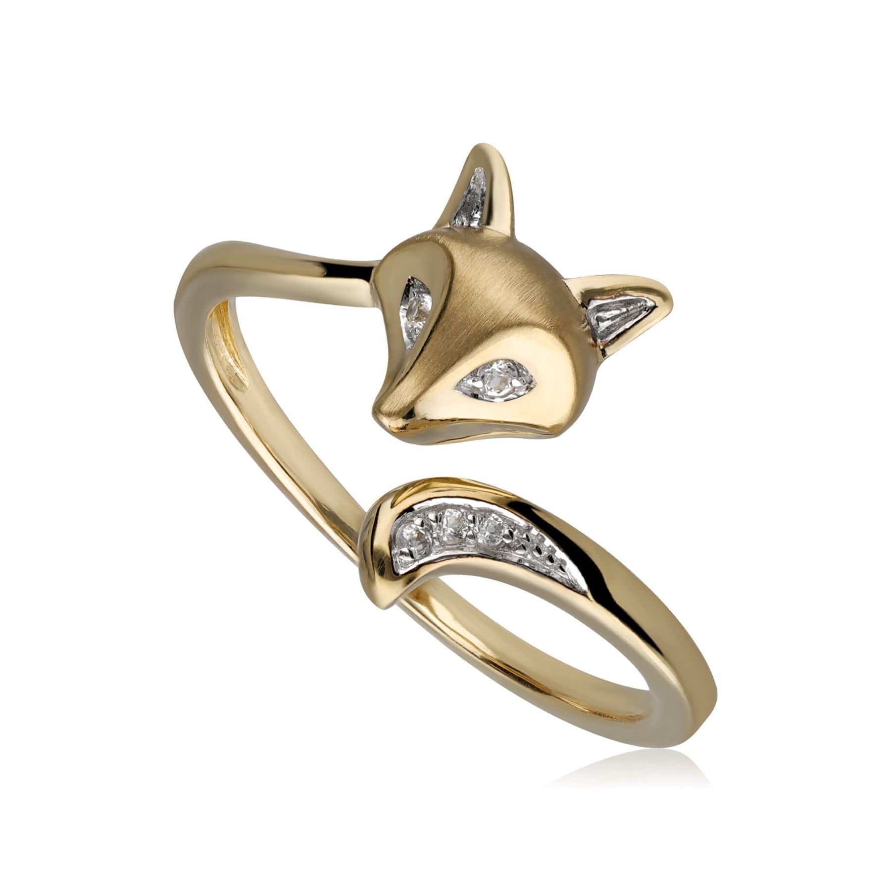 132R8300019 Gardenia White Sapphire Fox Ring In 9ct Yellow Gold 1