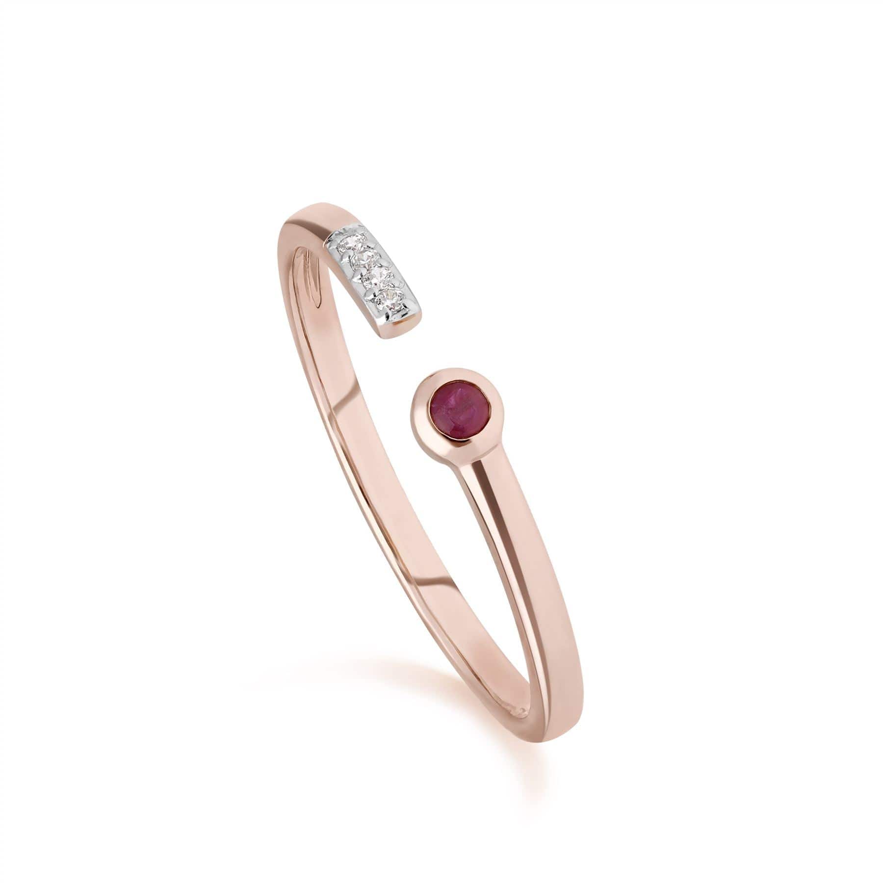 135R1846029 Contemporary Ruby & Diamond Open Ring in 9ct Rose Gold 1