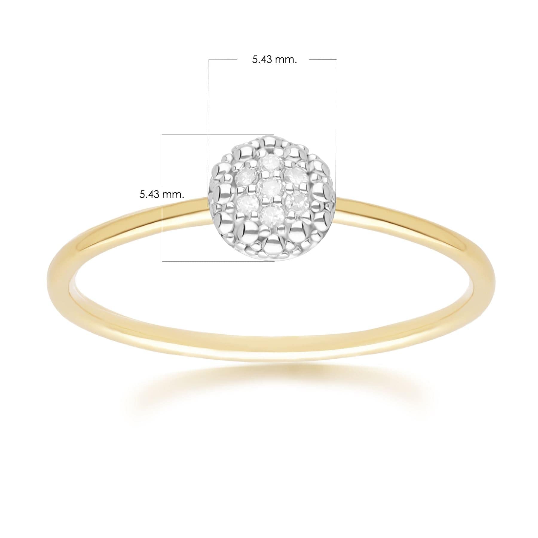 191R0928019 Diamond Pave Round Ring in 9ct Yellow Gold Dimensions