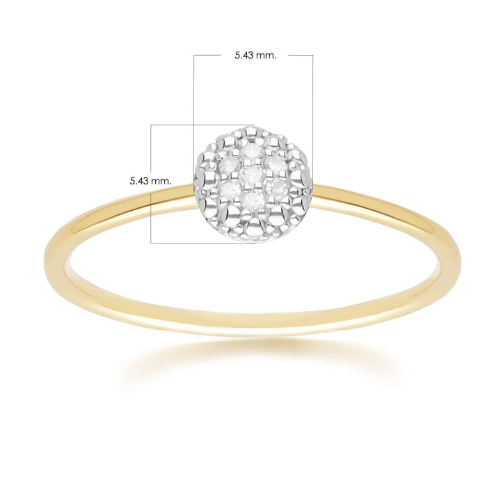 191R0928019 Diamond Pave Round Ring in 9ct Yellow Gold Dimensions