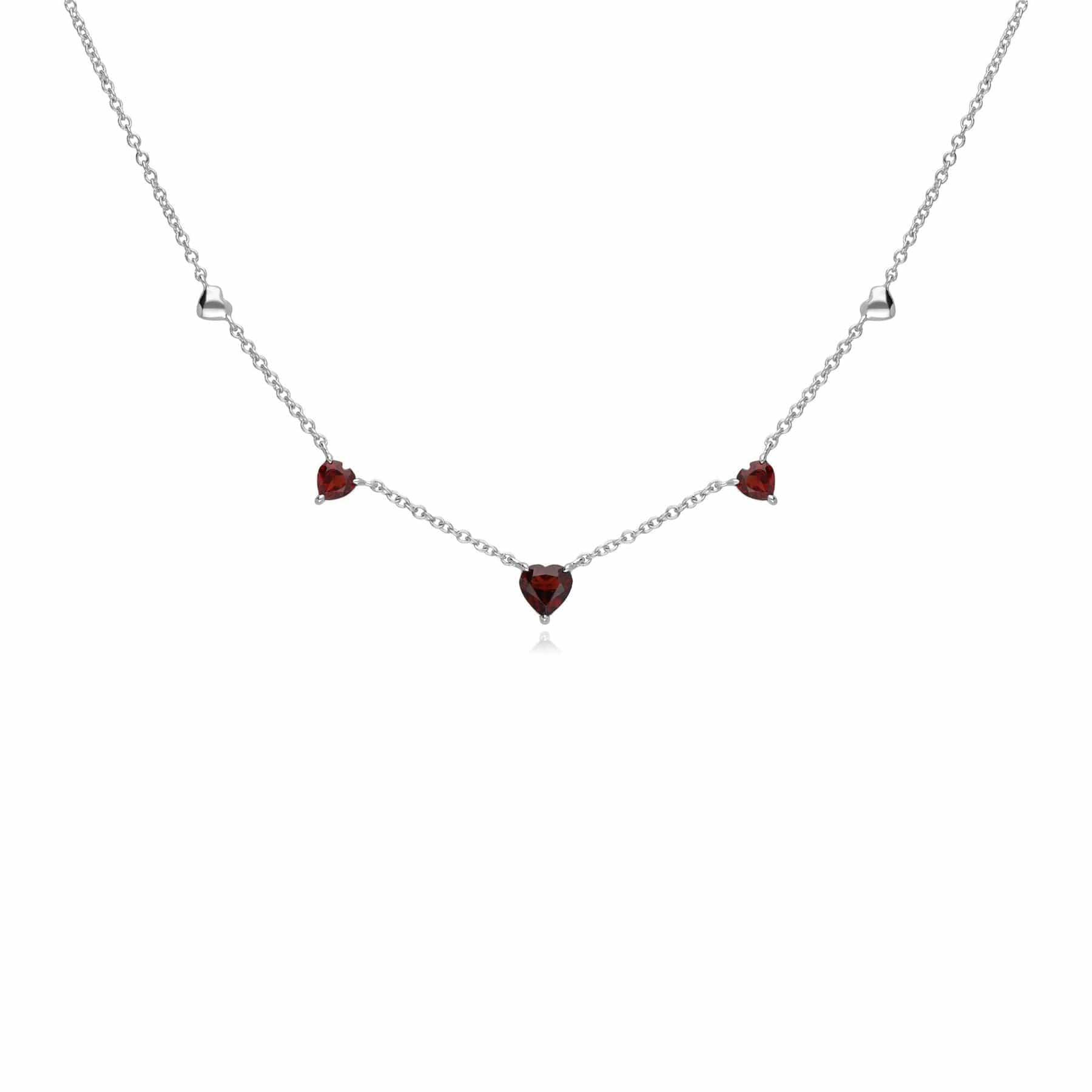 162N0038019 Garnet Heart Necklace in 9ct White Gold 1
