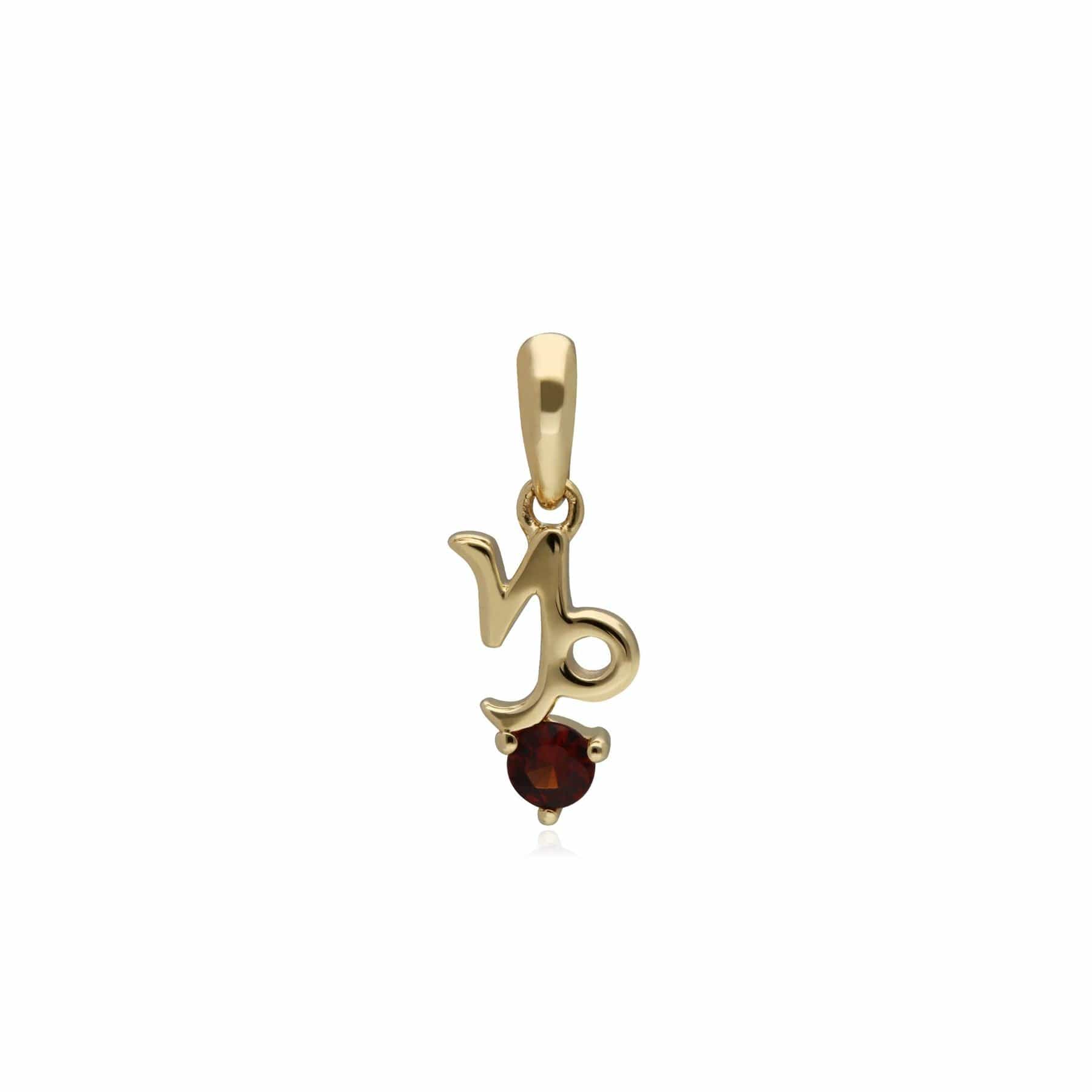 135P2004019 Garnet Capricorn Zodiac Charm Necklace in 9ct Yellow Gold 2