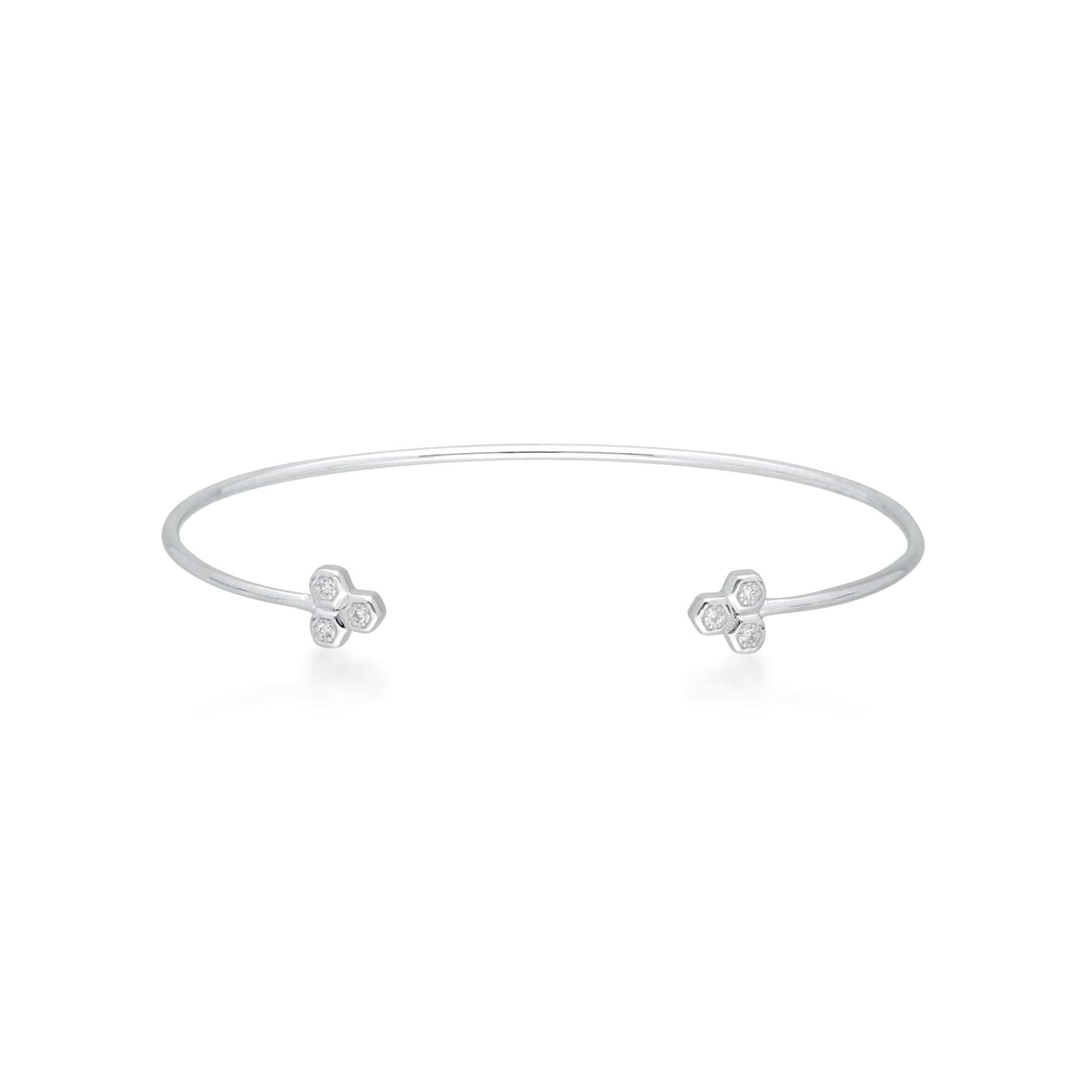 162B0004019 Diamond Trilogy Geometric Bangle in 9ct White Gold 1