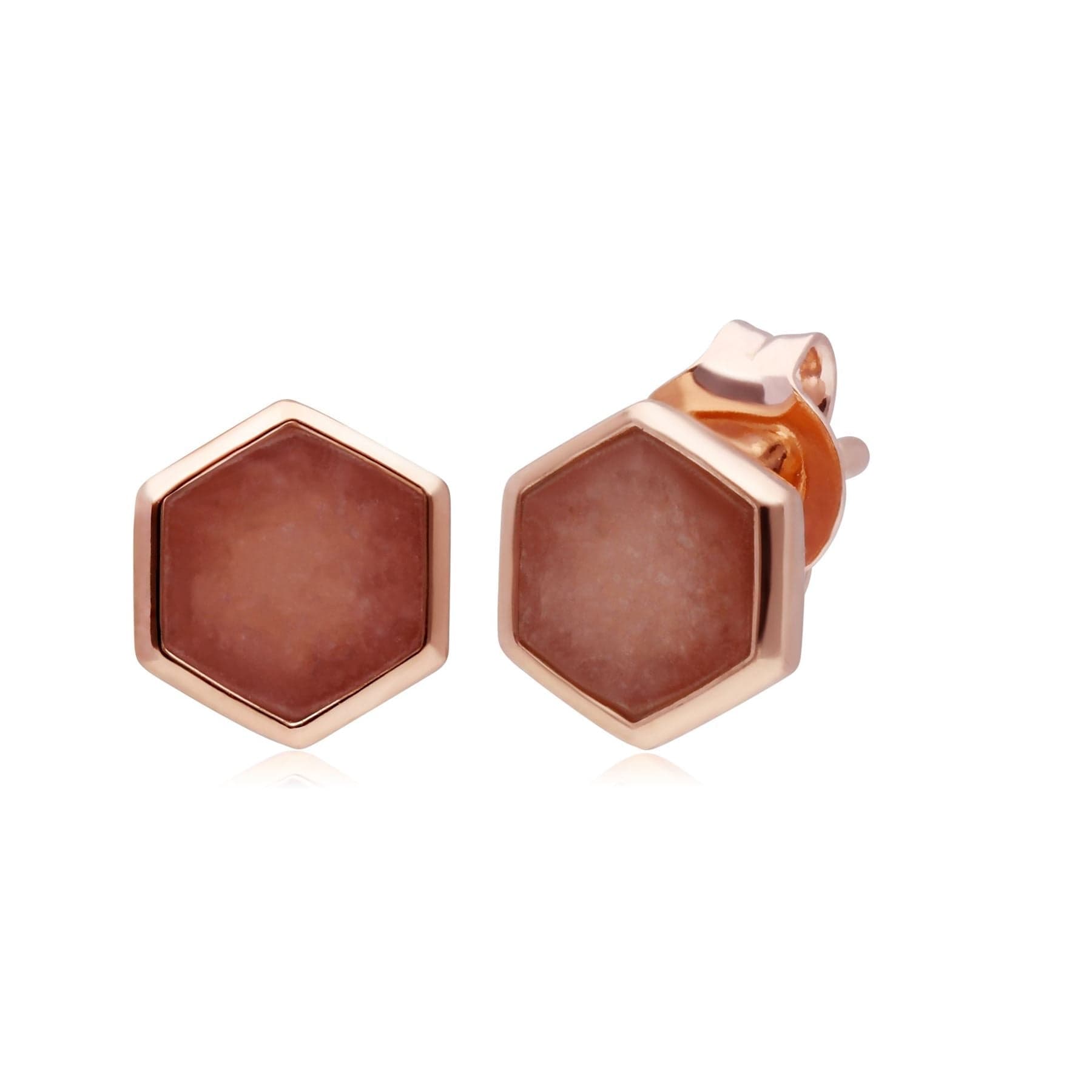 270E029801925 Micro Statement Rhodochrosite Stud Earrings in Rose Gold Plated  Silver 1