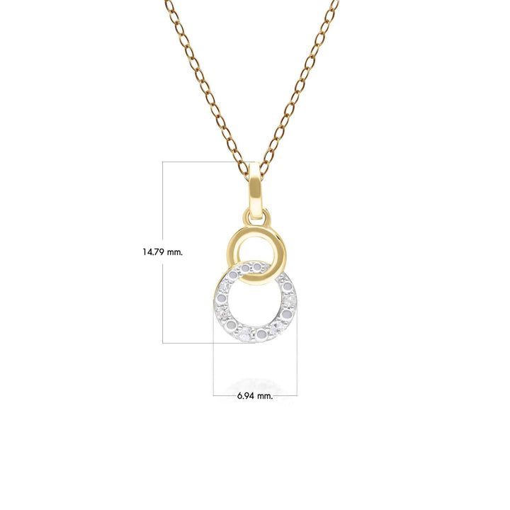 191P0770019 Diamond Pave Interlocking Hoop Pendant in 9ct Yellow Gold Dimensions