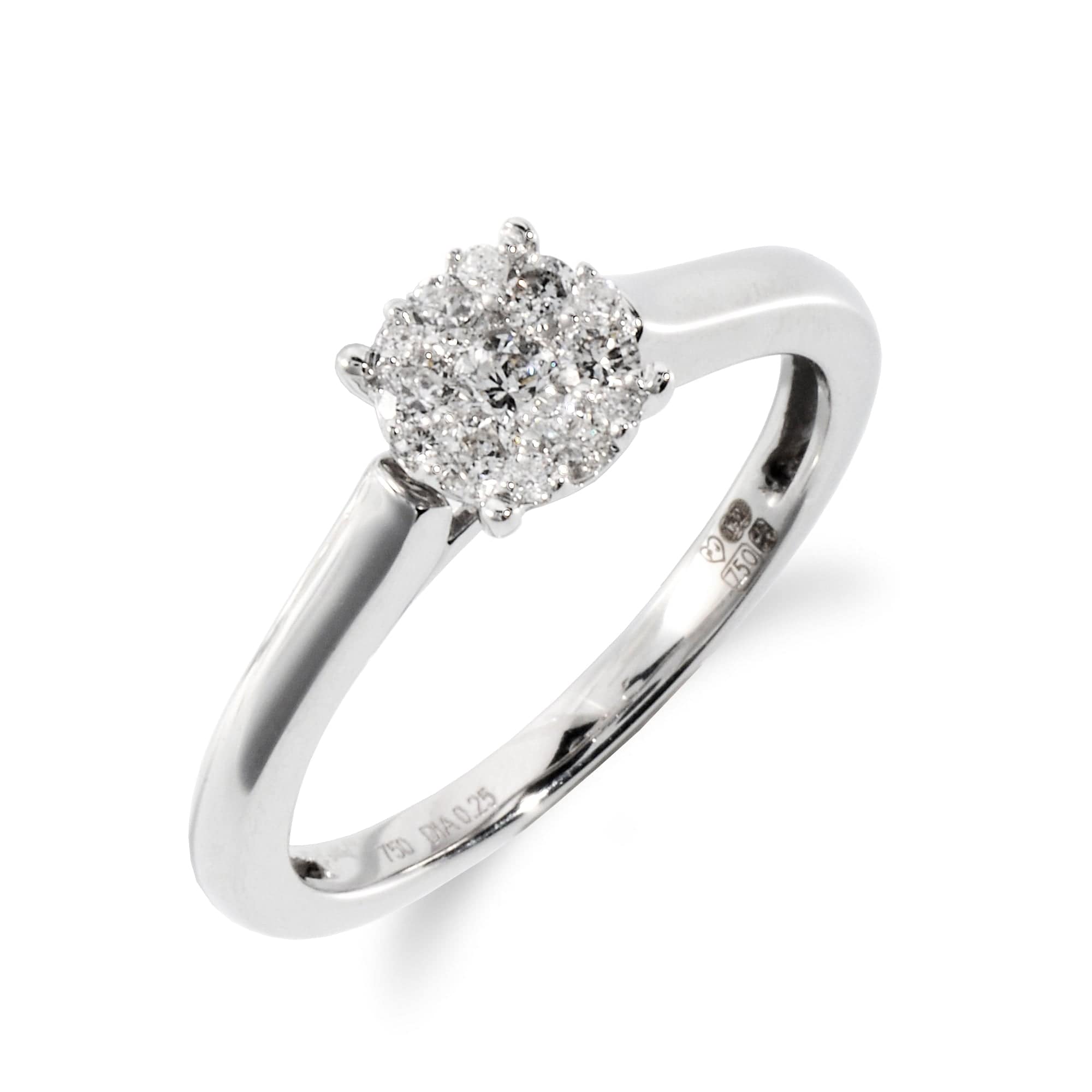 Classic Round Diamond Solitaire Ring in 18ct White Gold - Gemondo