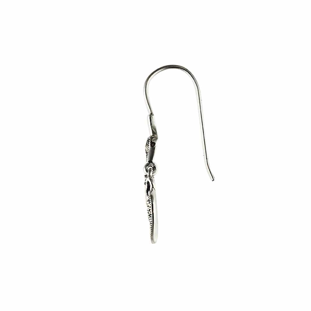 S10E036301925 Art Nouveau Style Round Marcasite Leaf Drop Earrings in 925 Sterling Silver 2