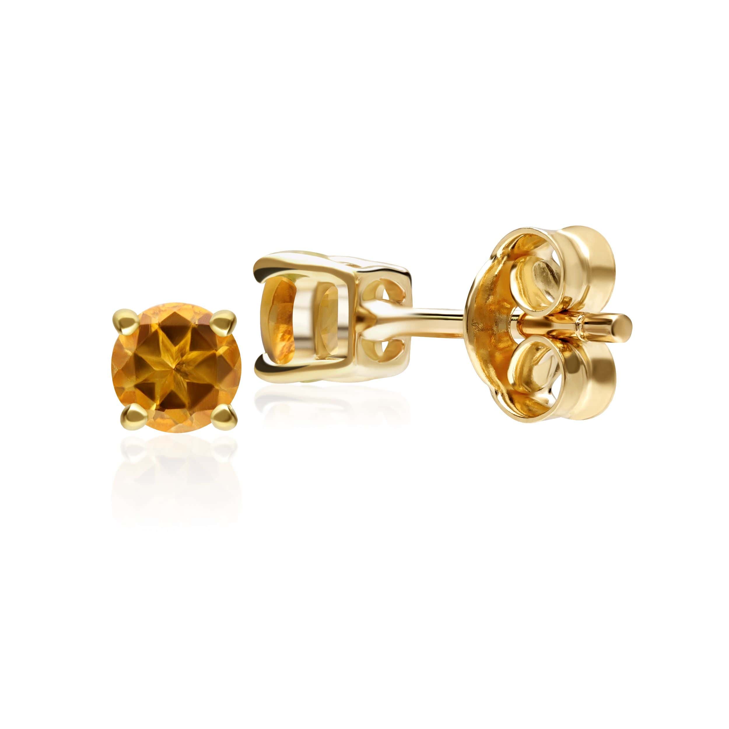 183E0083139 Classic Round Citrine Claw Set Stud Earrings in 9ct Yellow Gold 3